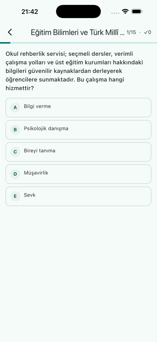 AGS özgün soru çözme ekranı